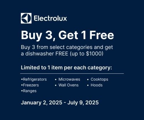 Electrolux Purchase 3, Receive 1 Free