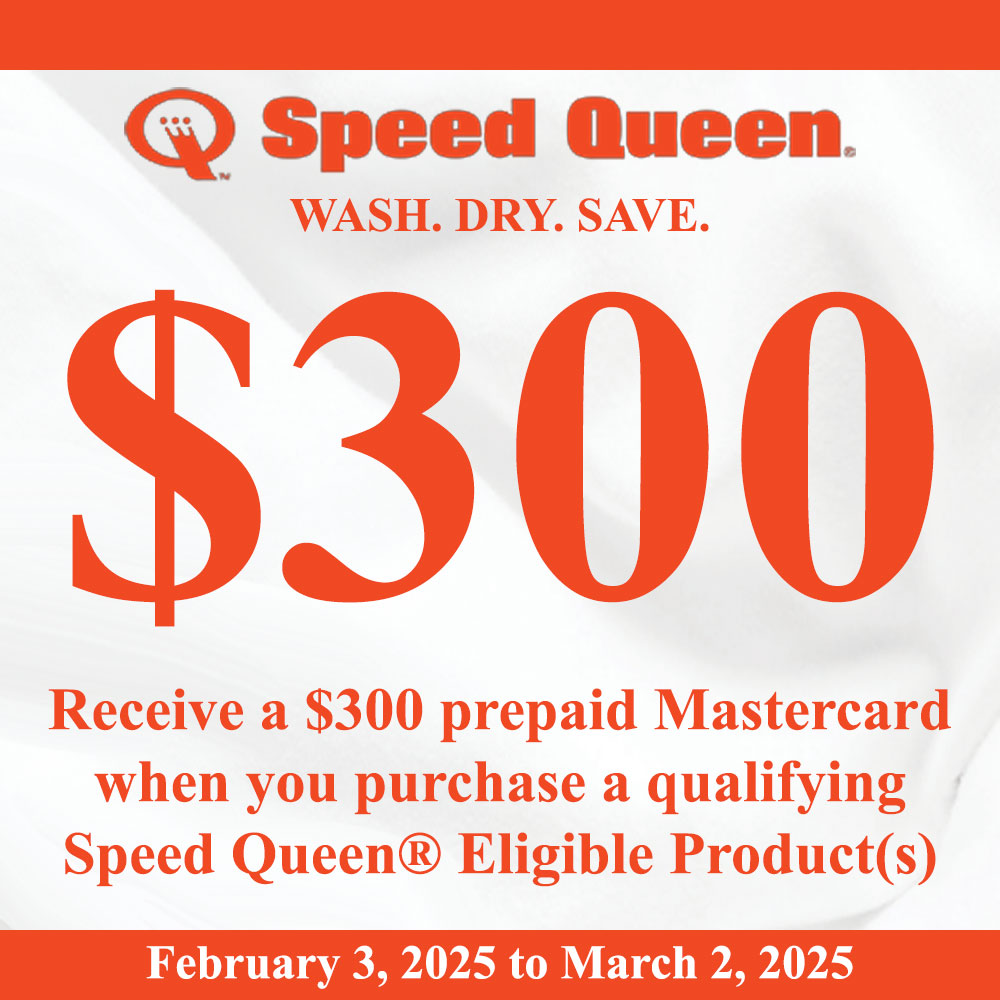 Speed Queen $300 Online Rebate for Eligible Stacked Washer/Dryer