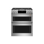 Cafe C2S950P2MS1 30" Smart Slide-In Dual Fuel Double-Oven Range with 6 Burners, 7 cu. ft. Total Capacity and No-Preheat Air Fry in Stainless Steel