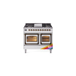 ILVE UND40FNMPRABLP Nostalgie II Noblesse 40 inch Dual Fuel Range (Liquid Propane, Triple Glass Door, RAL, Burnished)