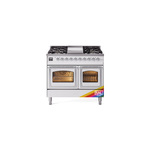 ILVE UND40FNMPRACLP Nostalgie II Noblesse 40 inch Dual Fuel Range (Liquid Propane, Triple Glass Door, RAL, Chrome)