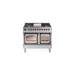 ILVE UND40FNMPSSB Nostalgie II Noblesse 40 inch Dual Fuel Range (Natural Gas, Triple Glass Door, Stainless Steel, Burnished)