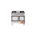 ILVE UND40FQNMPRABLP Nostalgie II Noblesse 40 inch Dual Fuel Range (Liquid Propane, Solid Door, RAL, Burnished)