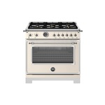 Bertazzoni HER366BCFEPAVTLP Heritage Series 36" Dual Fuel Range with 6 Brass Burners, 5.7 cu. ft. Capacity Oven, Cast Iron Griddle and Self Clean (Avorio Ivory, Liquid Propane)