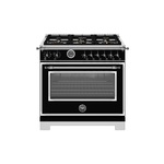 Bertazzoni HER366BCFEPNETLP Heritage Series 36" Dual Fuel Range with 6 Brass Burners, 5.7 cu. ft. Capacity Oven, Cast Iron Griddle and Self Clean (Nero Black, Liquid Propane)