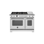 Bertazzoni HER486BTFEPXTLP Heritage Series 48" Dual Fuel Range with 6 Brass Burners, 7 cu. ft. Total Oven Capacity, Electric Griddle and Self Clean (Stainless Steel, Liquid Propane)