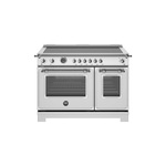 Bertazzoni HER486IGFEPXT Heritage Series 48" Induction Range with 6 Elements, 7 cu. ft. Total Oven Capacity, Cast Iron Griddle and Self Clean