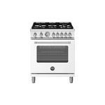 Bertazzoni MAS305GASBIVLP Master Series 30" Gas Range with 5 Burners, 4.7 cu. ft. Oven Capacity, Continuous Cast Iron Grates and Convection (Bianco White, Liquid Propane)