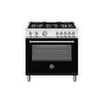 Bertazzoni MAS365DFMNEVLP Master Series 36" Dual Fuel Range with 5 Burners, 5.9 cu. ft. Oven Capacity, Continuous Cast Iron Grates and Dual Convection (Nero Black, Liquid Propane)