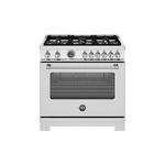 Bertazzoni MAS366BCFEPXTLP Master Series 36" Dual Fuel Range with 6 Brass Burners, 5.7 cu. ft. Oven Capacity, Self Clean and Removable Cast-Iron Griddle in Stainless Steel (Liquid Propane)