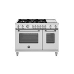 Bertazzoni MAS486BTFEPXTLP Master Series 48" Dual Fuel Range with 6 Brass Burners, Electric Griddle, 7 cu. ft. Total Oven Capacity and Self Clean (Liquid Propane)