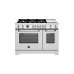 Bertazzoni MAS486BTFGMXTLP Master Series 48" Gas Range with 6 Brass Burners, Electric Griddle, 7.1 cu. ft. Total Oven Capacity and Dual Convection (Liquid Propane)