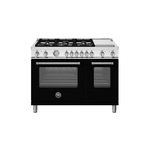 Bertazzoni MAS486GDFMNEVLP Master Series 48 inch Dual Fuel Range with 6 Burners, Electric Griddle. 7.1 cu. ft. Total Oven Capacity and Dual Convection (Nero Black, Liquid Propane)