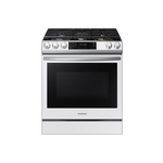 Samsung NX60BB851112 30" Smart Slide-In Gas Range with 6 cu. ft. Capacity Oven, 5 Burners, Air Fry, Convection, Self Clean and ADA Compliant (White Glass)