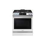 Samsung NX60BB871112 30" Smart Slide-In Gas Range with 5 Sealed Burners, 6 cu. ft. Oven Capacity, Convection+, Smart Dial, No Preheat Air Fry, (White Glass)