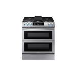 Samsung NY63T8751SS 30" Smart Slide-In Dual Fuel Range with 6.3 cu. ft. Total Capacity Oven, 5 Burners, Air Fry, Flex Duo, Convection, Self Clean, ADA Compliant (Fingerprint Resistant Stainless Steel)