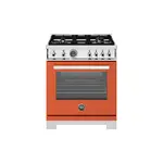 Bertazzoni PRO304BFGMARTLP Professional Series 30" Gas Range with 4 Brass Burners, 4.7 cu. ft. Oven Capacity, Dual Convection and Temperature Probe (Arancio Orange, Liquid Propane)