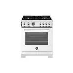 Bertazzoni PRO304BFGMBITLP Professional Series 30" Gas Range with 4 Brass Burners, 4.7 cu. ft. Oven Capacity, Dual Convection and Temperature Probe (Bianco White, Liquid Propane)