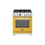 Bertazzoni PRO304BFGMGITLP Professional Series 30" Gas Range with 4 Brass Burners, 4.7 cu. ft. Oven Capacity, Dual Convection and Temperature Probe (Giallo Yellow, Liquid Propane)