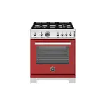 Bertazzoni PRO304BFGMROTLP Professional Series 30" Gas Range with 4 Brass Burners, 4.7 cu. ft. Oven Capacity, Dual Convection and Temperature Probe (Rosso Red, Liquid Propane)