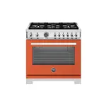 Bertazzoni PRO366BCFEPARTLP Professional Series 36" Dual Fuel Range with 6 Brass Burners, 5.7 cu. ft. Oven Capacity, Self Clean and Removable Cast-Iron Griddle (Arancio Orange, Liquid Propane)