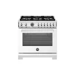 Bertazzoni PRO366BCFEPBITLP Professional Series 36" Dual Fuel Range with 6 Brass Burners, 5.7 cu. ft. Oven Capacity, Self Clean and Removable Cast-Iron Griddle (Bianco White, Liquid Propane)