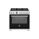 Bertazzoni PRO366BCFEPNETLP Professional Series 36" Dual Fuel Range with 6 Brass Burners, 5.7 cu. ft. Oven Capacity, Self Clean and Removable Cast-Iron Griddle (Nero Black, Liquid Propane)