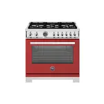 Bertazzoni PRO366BCFEPROTLP Professional Series 36" Dual Fuel Range with 6 Brass Burners, 5.7 cu. ft. Oven Capacity, Self Clean and Removable Cast-Iron Griddle (Rosso Red, Liquid Propane)