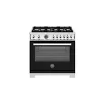 Bertazzoni PRO366BCFGMNET Professional Series 36 inch Freestanding Gas Range with 6 Brass Burners, 5.9 cu. ft. Oven Capacity (Nero Black, Natural Gas)