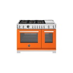 Bertazzoni PRO486BTFEPARTLP Professional Series 48 inch Dual Fuel Range with 6 Brass Burners, Electric Griddle, 7 cu. ft. Total Oven Capacity and Self Clean (Arancio Orange, Liquid Propane)