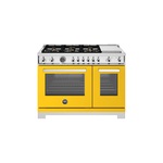 Bertazzoni PRO486BTFEPGITLP Professional Series 48 inch Dual Fuel Range with 6 Brass Burners, Electric Griddle, 7 cu. ft. Total Oven Capacity and Self Clean (Giallo Yellow, Liquid Propane)