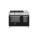 Bertazzoni PRO486BTFEPNETLP Professional Series 48 inch Dual Fuel Range with 6 Brass Burners, Electric Griddle, 7 cu. ft. Total Oven Capacity and Self Clean (Nero Black, Liquid Propane)