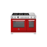 Bertazzoni PRO486BTFEPROTLP Professional Series 48" Dual Fuel Range with 6 Brass Burners, Electric Griddle, 7 cu. ft. Total Oven Capacity and Self Clean (Rosso Red, Liquid Propane)