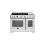 Bertazzoni PRO486BTFEPXTLP Professional Series 48" Dual Fuel Range with 6 Brass Burners, Electric Griddle, 7 cu. ft. Total Oven Capacity and Self Clean (Stainless Steel, Liquid Propane)