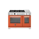 Bertazzoni PRO486BTFGMARTLP Professional Series 48" Gas Range with 6 Brass Burners, Electric Griddle, 7.1 cu. ft. Total Oven Capacity and Dual Convection (Arancio Orange, Liquid Propane)