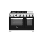 Bertazzoni PRO486BTFGMNETLP Professional Series 48" Gas Range with 6 Brass Burners, Electric Griddle, 7.1 cu. ft. Total Oven Capacity and Dual Convection (Nero Black, Liquid Propane)