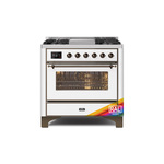 ILVE UM09FDNS3RABLP Majestic II 36 inch Dual Fuel Range with 6 Burners, Griddle, Warming Drawer (RAL, Burnished, Liquid Propane, Triple Glass Door)