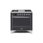 ILVE UM09FDQNS3MGCLP Majestic II 36" Dual Fuel Range with 6 Burners, Griddle, Warming Drawer (Graphite Matte, Chrome, Liquid Propane, Solid Door)