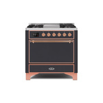 ILVE UM09FDQNS3MGPLP Majestic II 36" Dual Fuel Range with 6 Burners, Griddle, Warming Drawer (Graphite Matte, Copper, Liquid Propane, Solid Door)