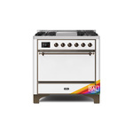 ILVE UM09FDQNS3RABLP Majestic II 36" Dual Fuel Range with 6 Burners, Griddle, Warming Drawer (RAL, Burnished, Liquid Propane, Solid Door)