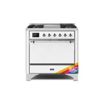 ILVE UM09FDQNS3RACLP Majestic II 36" Dual Fuel Range with 6 Burners, Griddle, Warming Drawer (RAL, Chrome, Liquid Propane, Solid Door)