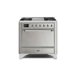 ILVE UM09FDQNS3SSCLP Majestic II 36" Dual Fuel Range with 6 Burners, Griddle, Warming Drawer (Stainless Steel, Chrome, Liquid Propane, Solid Door)