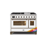 ILVE UM12FDNS3RABLP Majestic II 48 inch Dual Fuel Range (Liquid Propane, Triple Glass Door, RAL, Burnished)