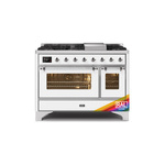 ILVE UM12FDNS3RACLP Majestic II 48 inch Dual Fuel Range (Liquid Propane, Triple Glass Door, RAL, Chrome)