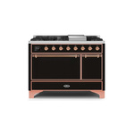 ILVE UM12FDQNS3BKPLP Majestic II 48 inch Dual Fuel Range (Liquid Propane, Solid Door, Glossy Black, Copper)