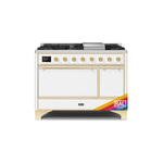 ILVE UM12FDQNS3RAGLP Majestic II 48 inch Dual Fuel Range (Liquid Propane, Solid Door, RAL, Brass)