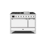 ILVE UM12FDQNS3WHC Majestic II 48" Dual Fuel Range (Natural Gas, Solid Door, White, Chrome)