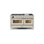 ILVE UM15FDNS3AWCLP Majestic II 60" Dual Fuel Range (Liquid Propane, Triple Glass Door, Antique White, Chrome)