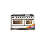 ILVE UM15FDNS3RABLP Majestic II 60 inch Dual Fuel Range (Liquid Propane, Triple Glass Door, RAL, Burnished)