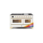 ILVE UM15FDNS3RAGLP Majestic II 60 inch Dual Fuel Range (Liquid Propane, Triple Glass Door, RAL, Brass)